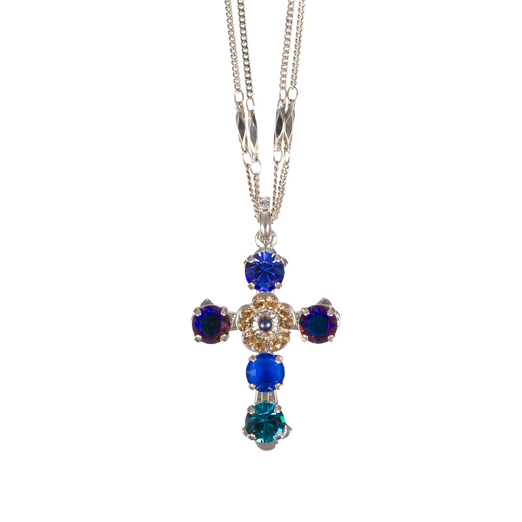 Flower Cross Pendant in "Indigo Hour" *Custom*