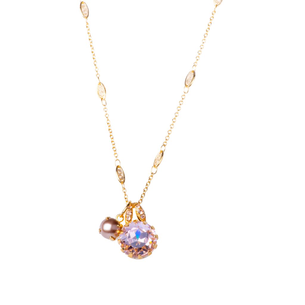 Extra Luxurious Double Stone Pendant in "Amaretto" - Yellow Gold