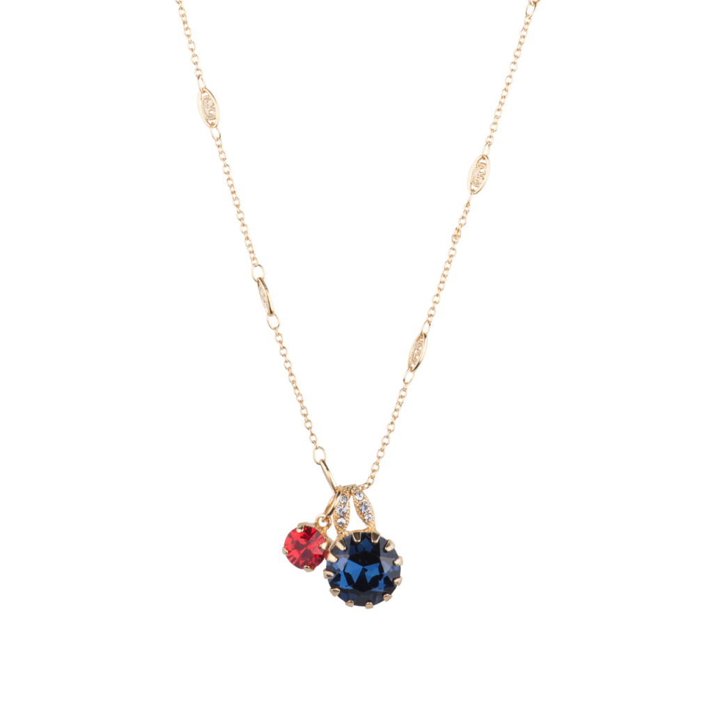 Extra Luxurious Double Stone Pendant in "Americana" - Yellow Gold