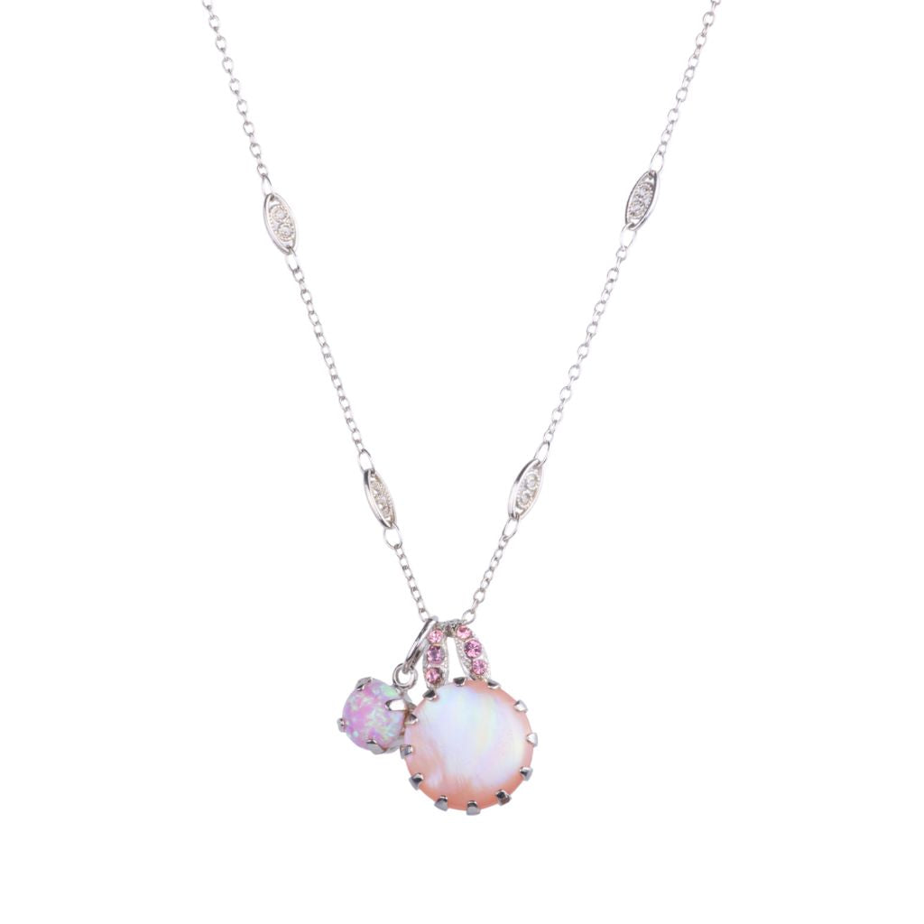 Extra Luxurious Double Stone Pendant in "Love" - Rhodium