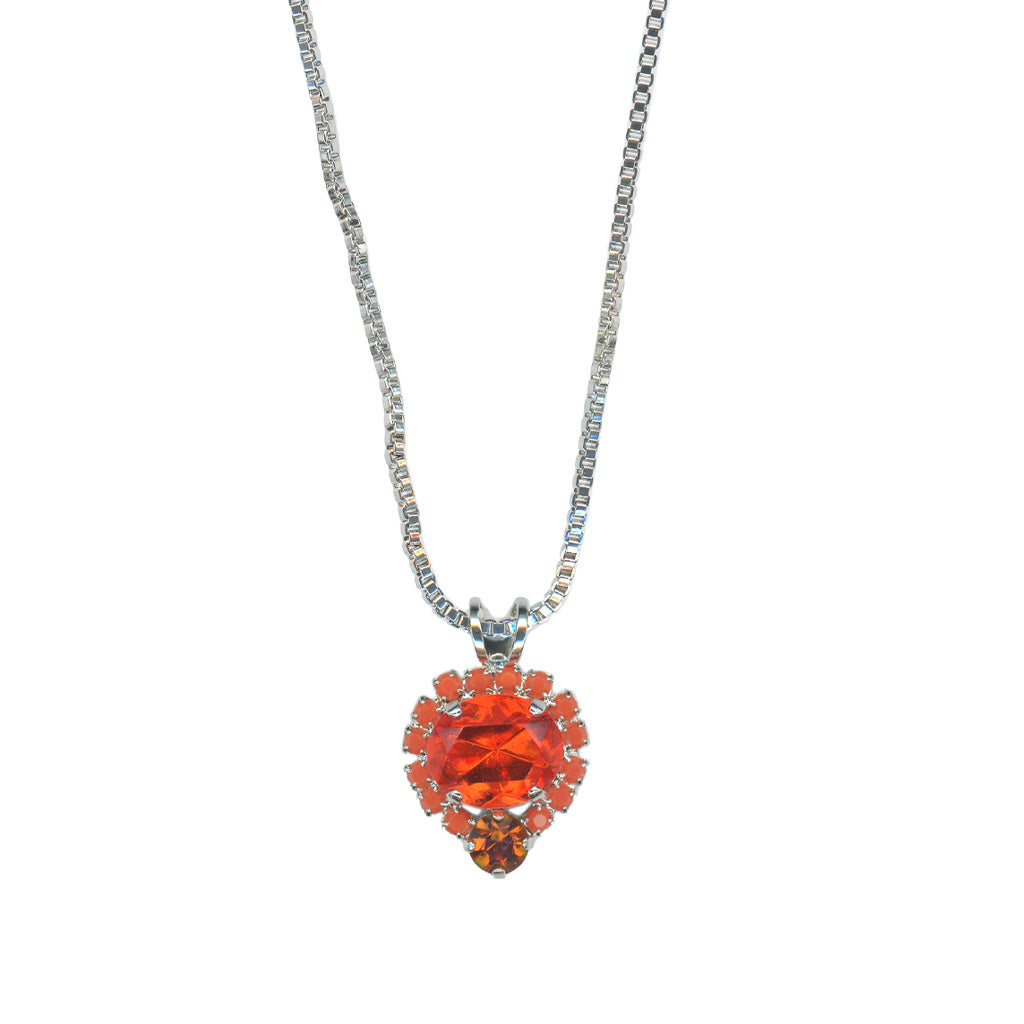 Medium Oval Halo Pendant in "Pumpkin Spice" - Rhodium