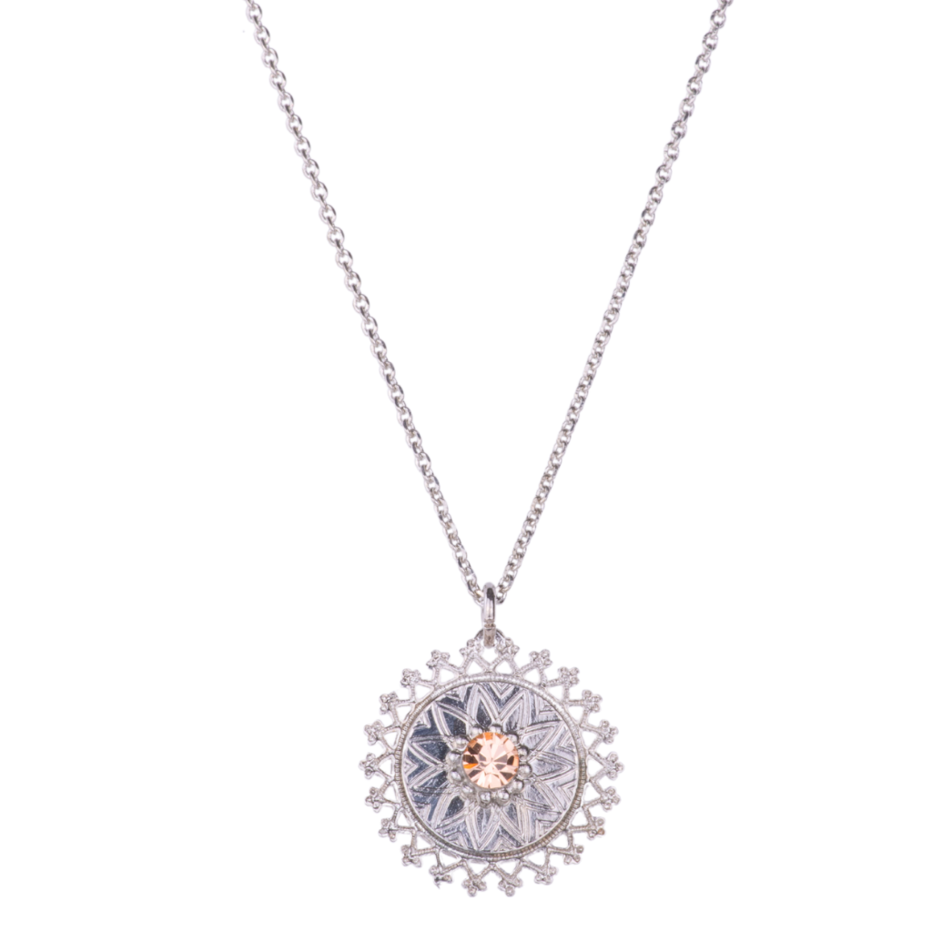 Filigree Star of David Pendant in "Light Peach" - Rhodium