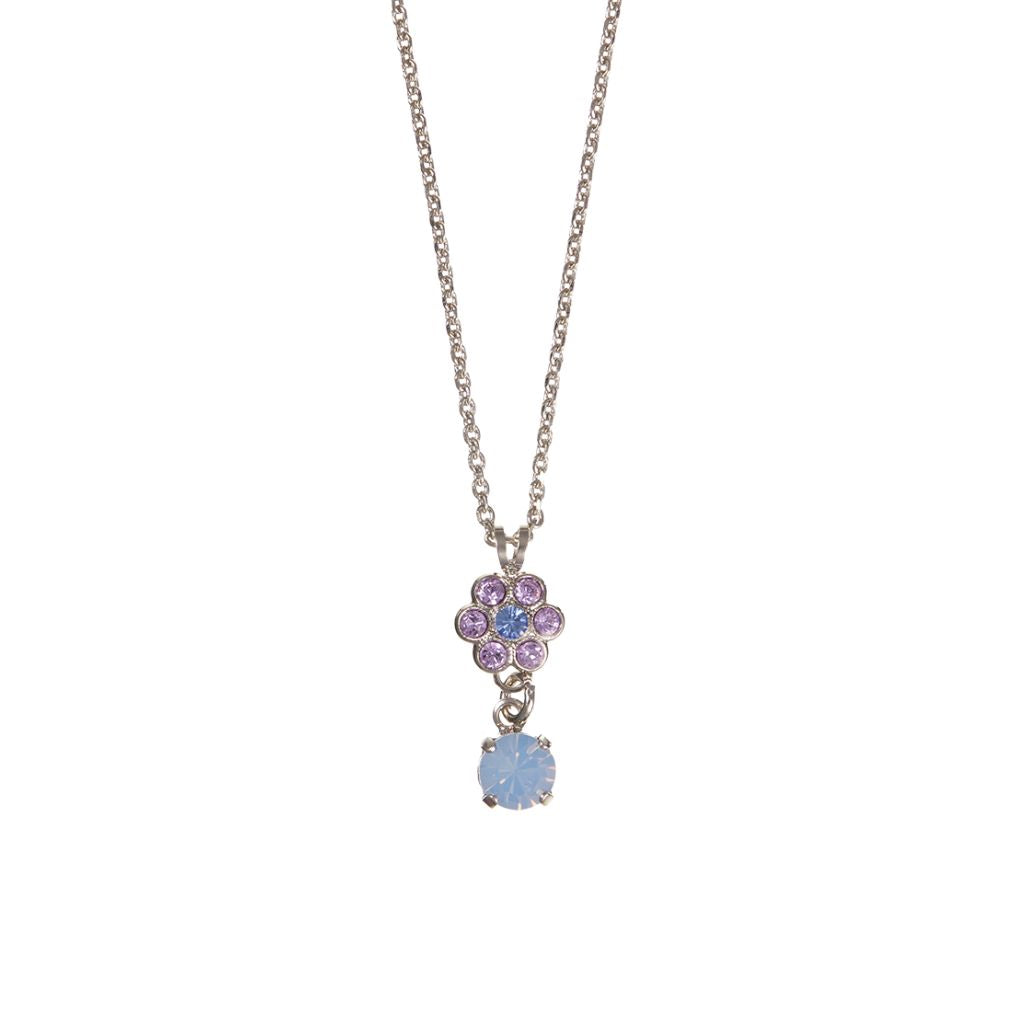 Flower Dangle Pendant in "Lavender Fields" - Rhodium