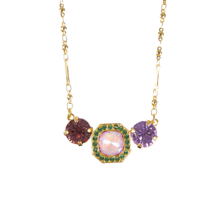 Large 3 Stone Cushion Halo Pendant in "Lavender Mist" *Custom*