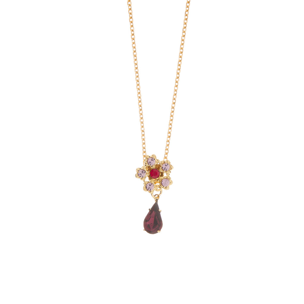 Cosmo Dangle Pendant in "Cranberry Crush" - Yellow Gold