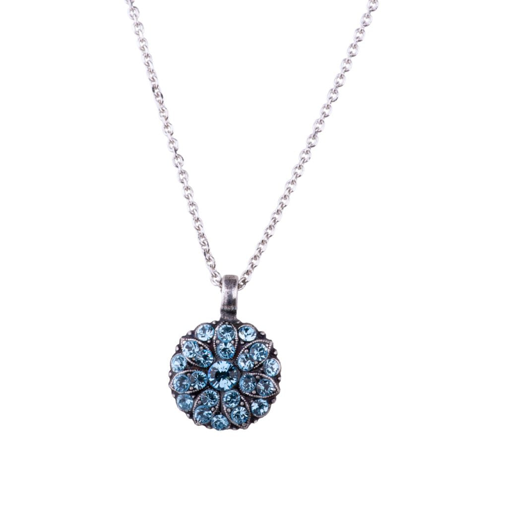 Guardian Angel Birthstone Pendant in "March - Aquamarine" - Antique Silver