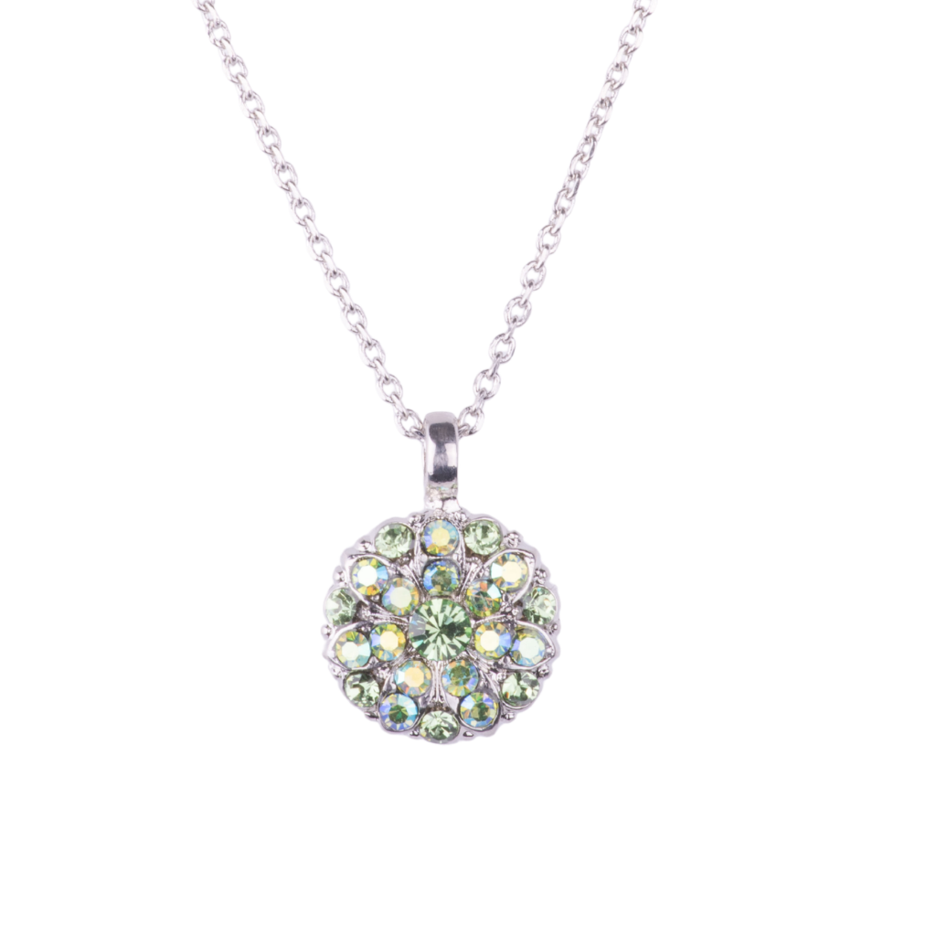 Guardian Angel Birthstone Pendant in "Aurora Borealis Peridot" - Rhodium