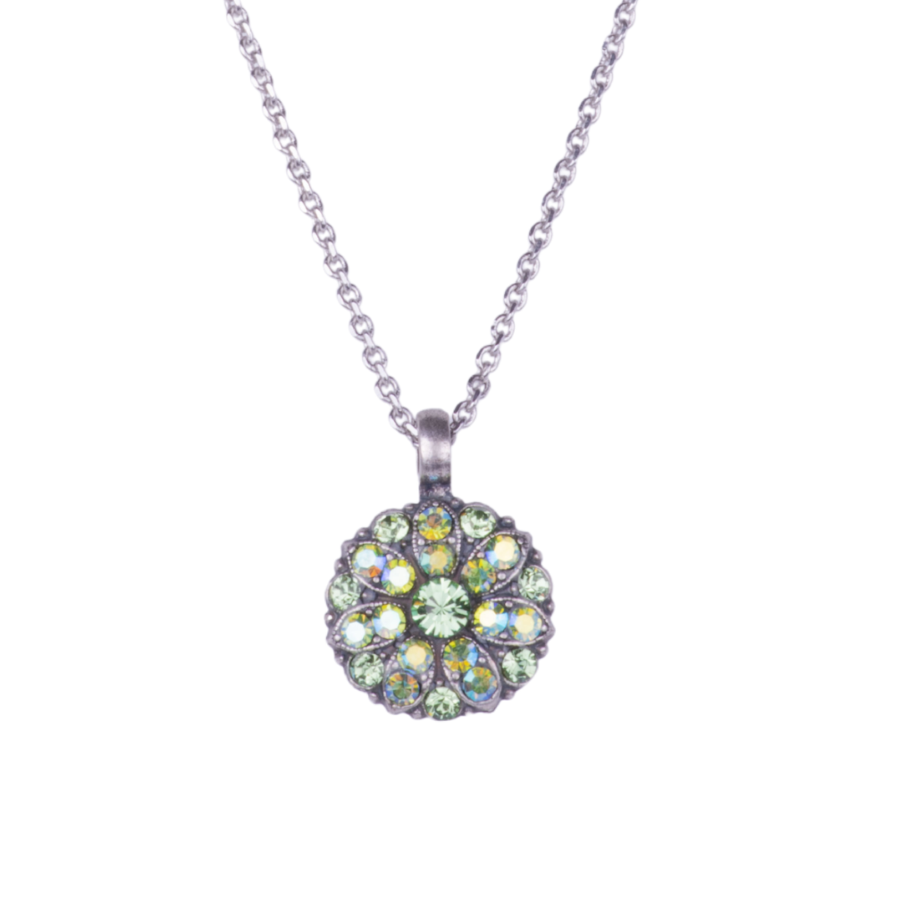 Guardian Angel Pendant in "Aurora Borealis Peridot" - Antique Silver