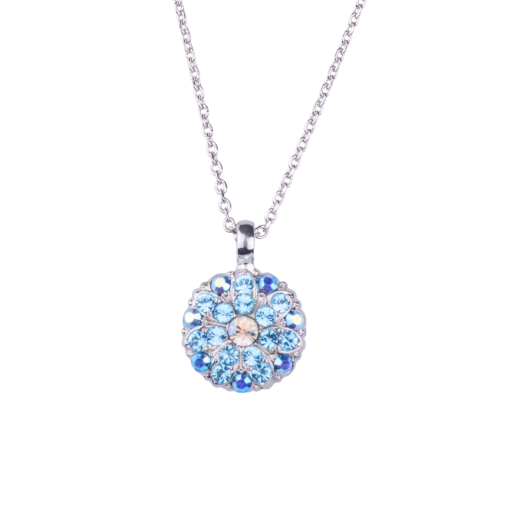 Guardian Angel Birthstone Pendant in "Bay Blue" - Rhodium