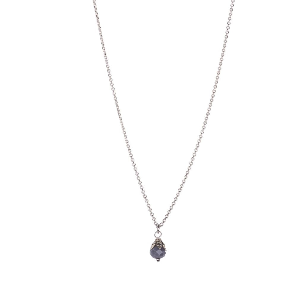Single Crystal Pendant in "Dark Grey" - Rhodium