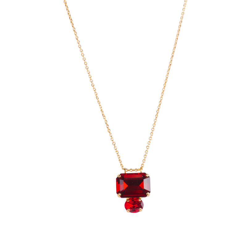 Emerald and Opal Pendant in "Siam" - Yellow Gold