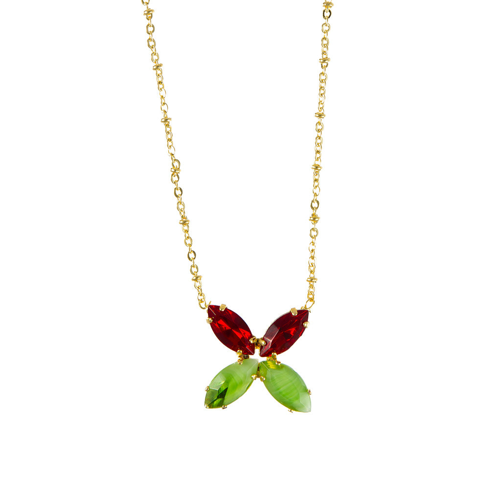 Marquise Cross Pendant in "Holly" - Yellow Gold