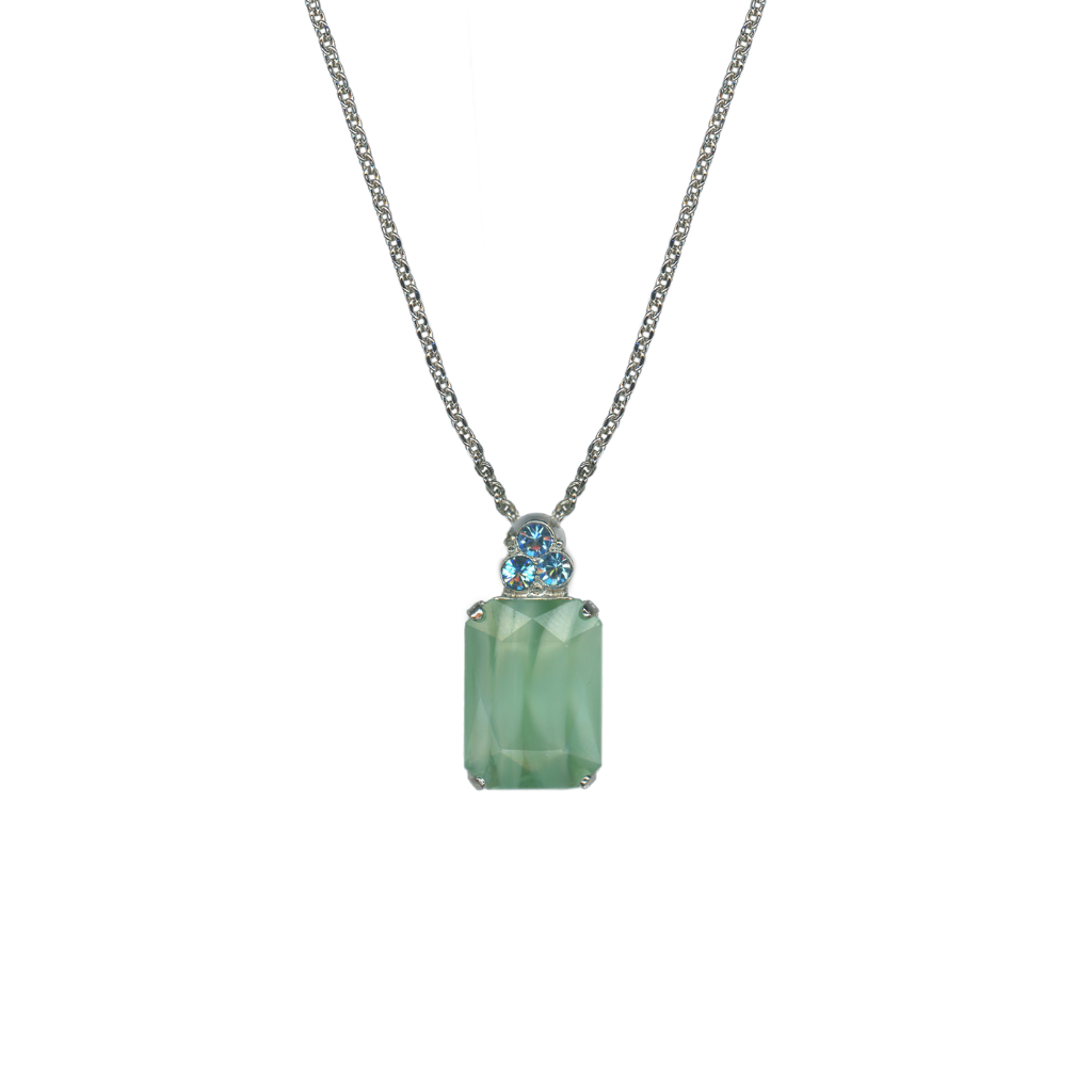 Emerald Cut Pendant with Round Top Stones in "Forget Me Not" *Custom*