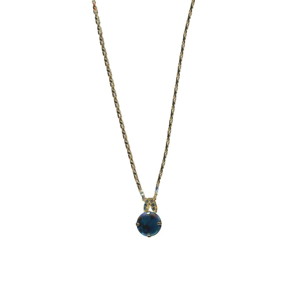 Extra Luxurious Stone Pendant in "Blue Shell" - Yellow Gold