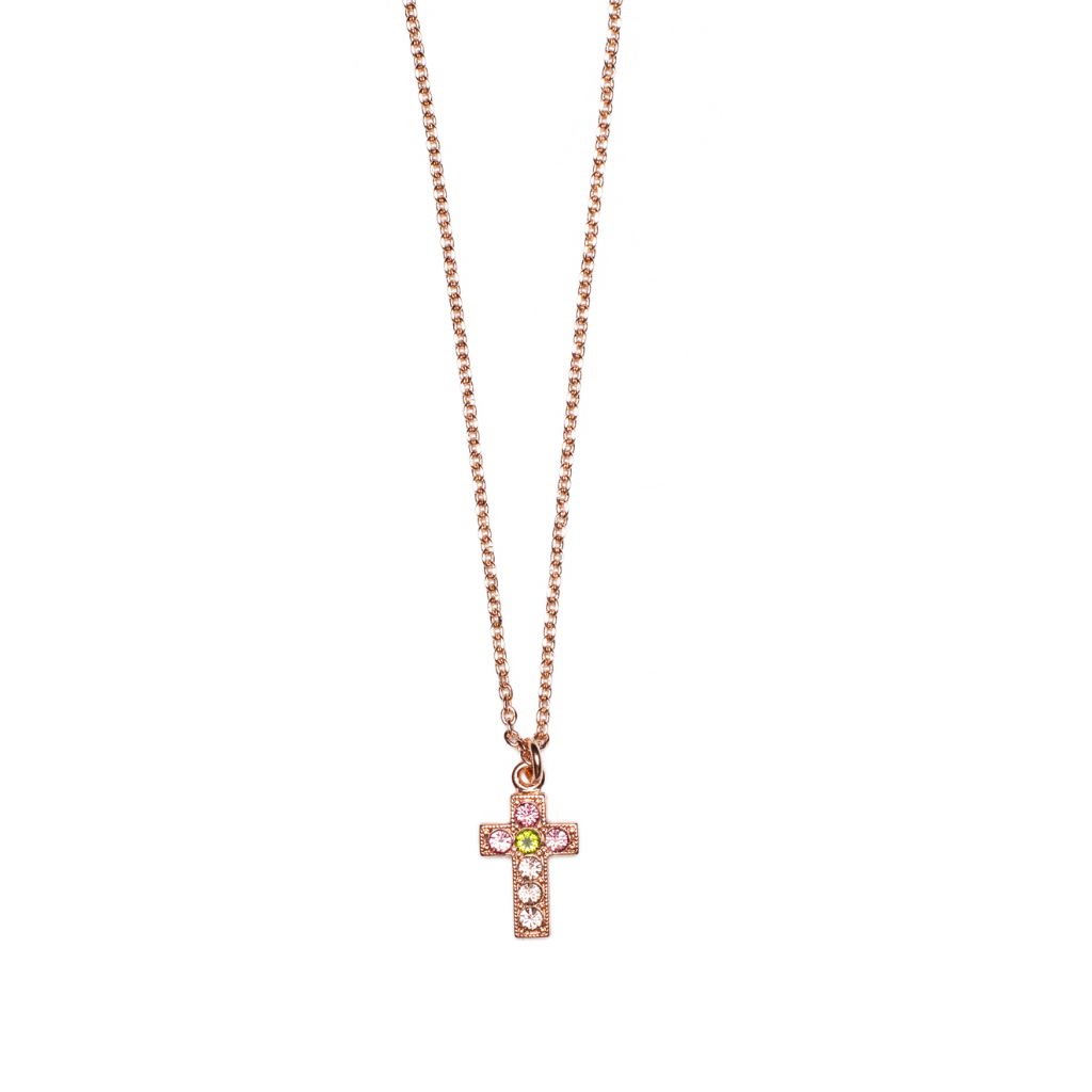 Petite Cross Pendant in "Parasol" - Rose Gold