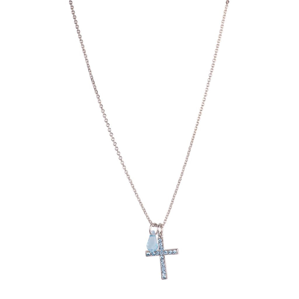 Petite Cross Pendant with Briolette (Choose Your Color)