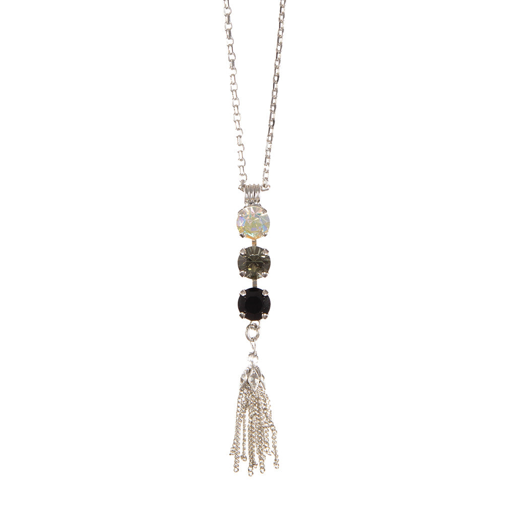 Medium Three Stone Pendant with Tassel in "Obsidian Shores" *Custom*