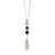 Medium Three Stone Pendant with Tassel in "Obsidian Shores" *Custom*