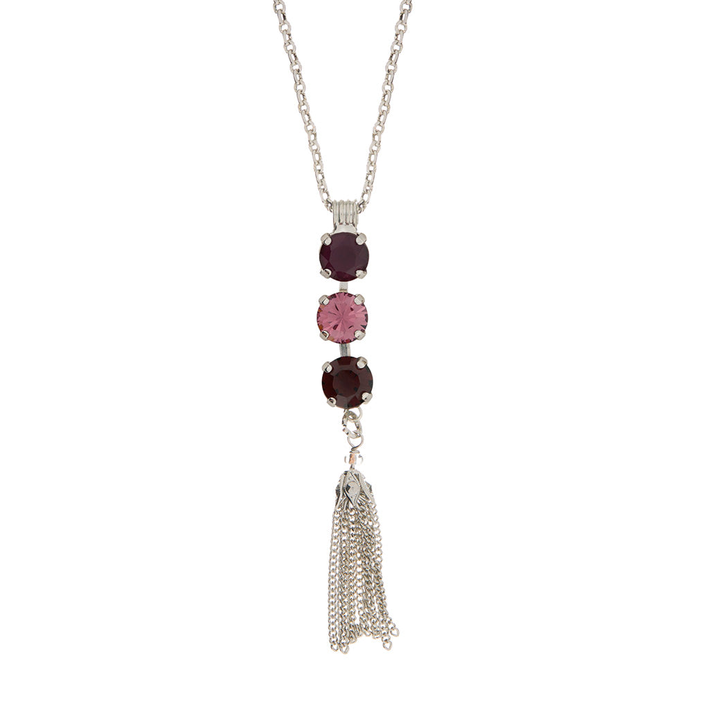 Medium Three Stone Pendant with Tassel in "Cranberry Crush" *Custom*