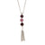 Medium Three Stone Pendant with Tassel in "Cranberry Crush" *Custom*