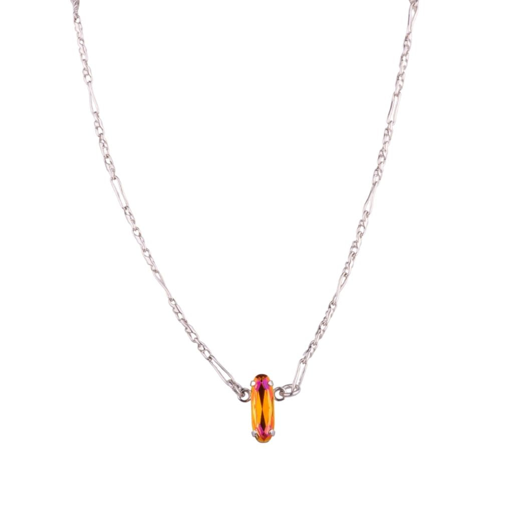 Long Oval Single Pendant in "Astral Pink" - Rhodium