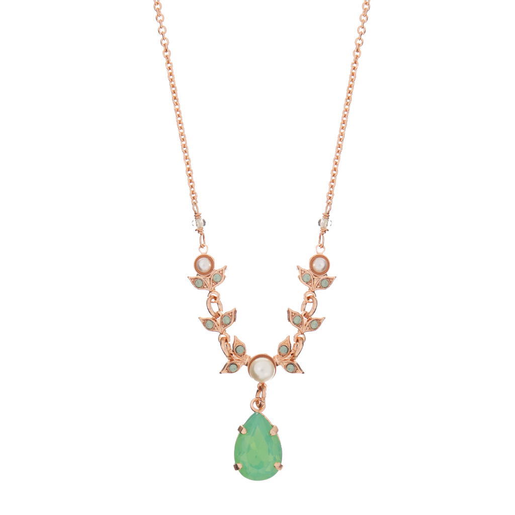 Ivy and Pear Pendant in "Malibu Mint" - Rose Gold