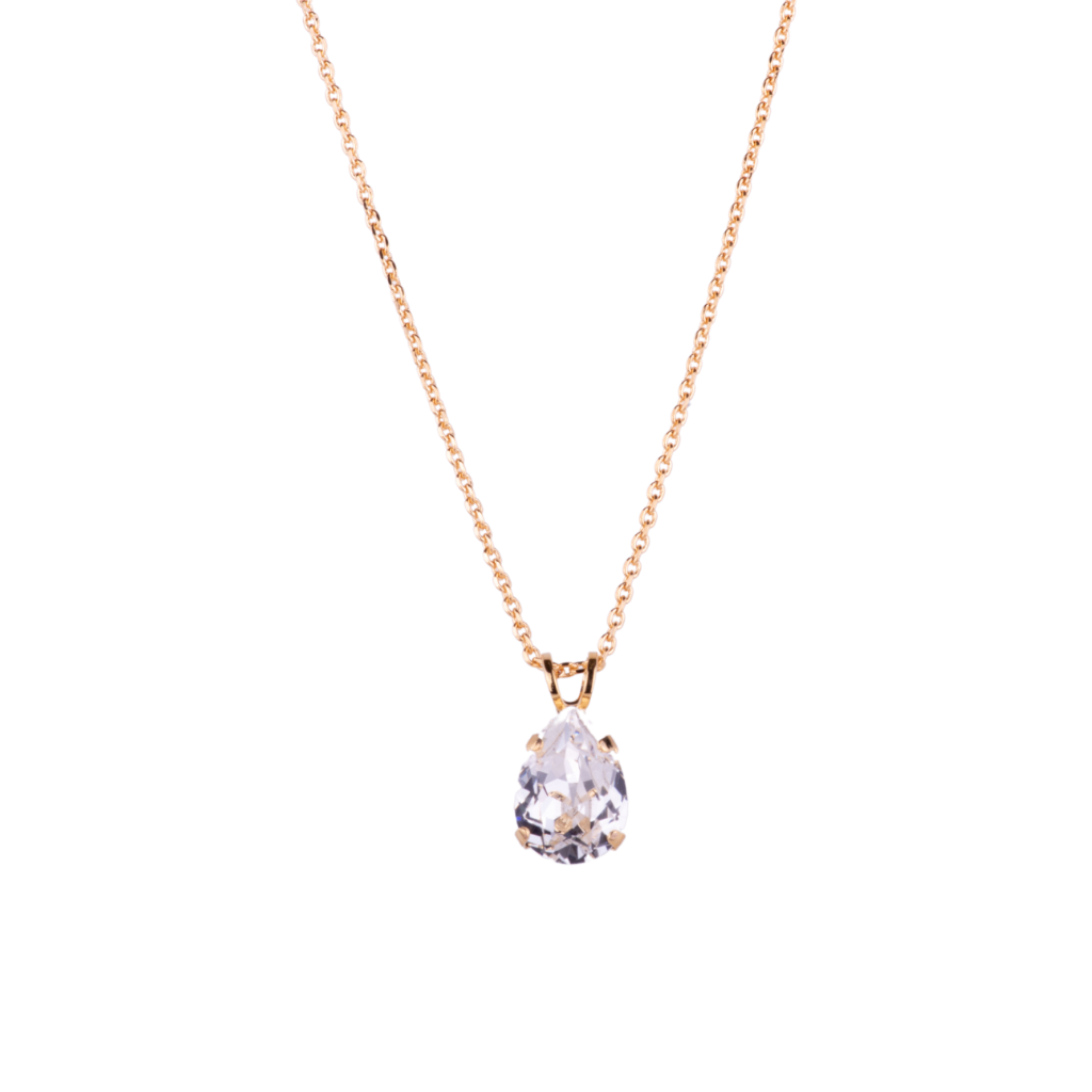 Medium Pear Pendant in "Clear" - Yellow Gold