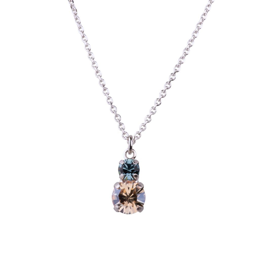 Medium Double Stone Pendant in "Mon Drops" - Rhodium