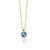 Small and Large Cushion Cut Pendant in "Aquamarine & Pearl" - Rhodium