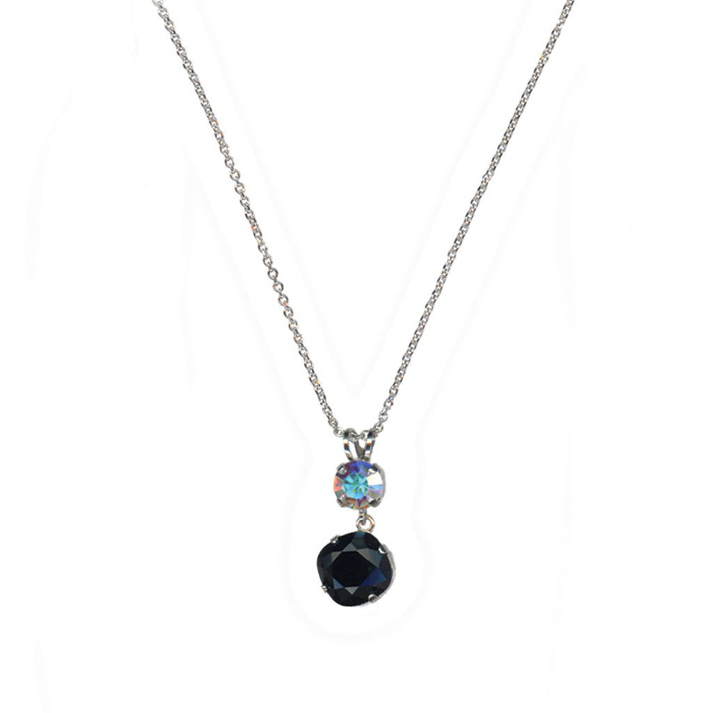 Round and Cushion Pendant in Sun-Kissed "Obsidian Shores" - Rhodium