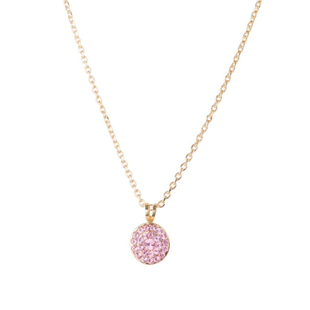 Petite Pavé Pendant in "Light Rose" - Yellow Gold