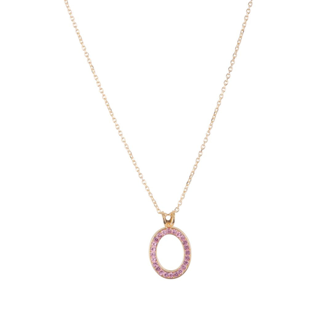 Medium Open Oval Pendant in "Light Pink" - Yellow Gold