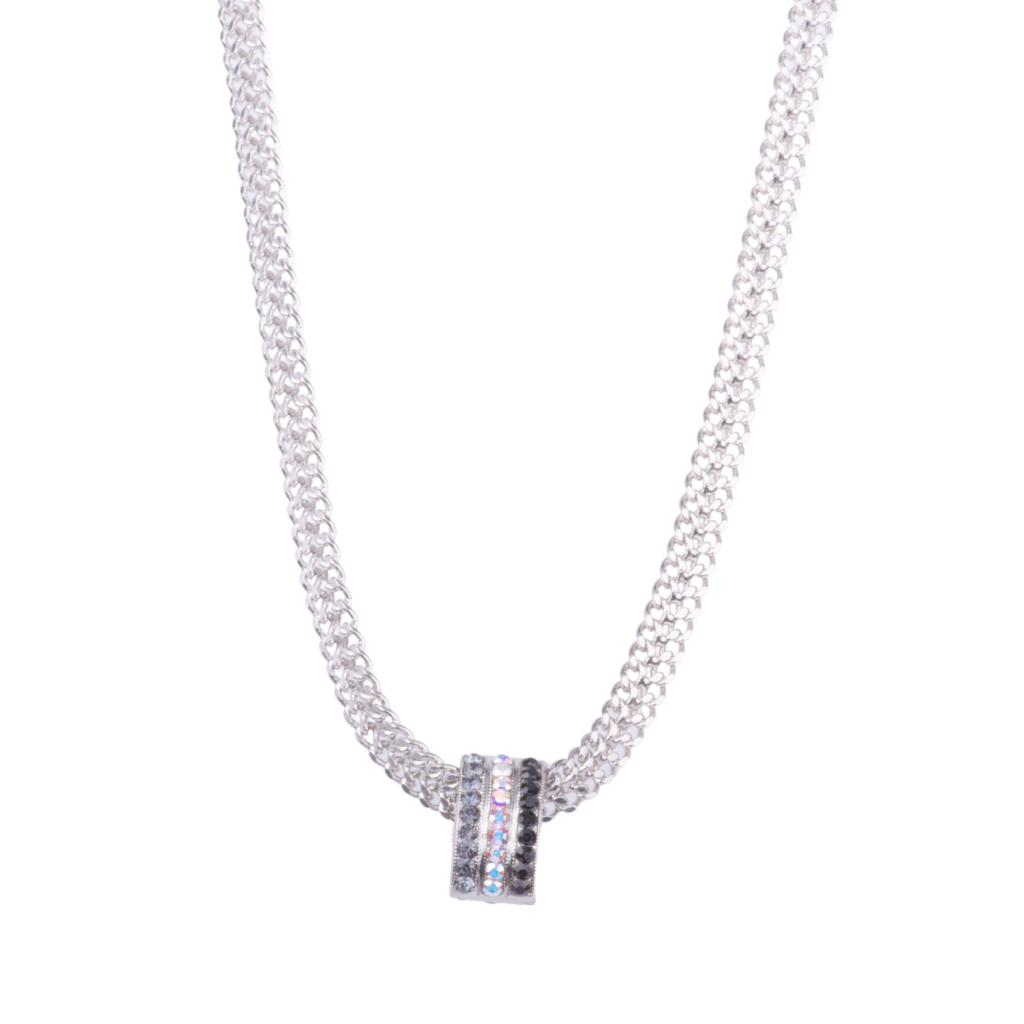 Embellished Slide Element with Herringbone Chain in "Tuxedo" *Custom*