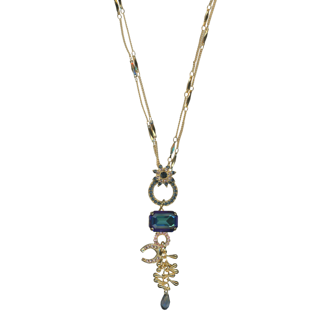 Extra Luxurious Emerald Charm Pendant in "Harvest Moon" - Yellow Gold