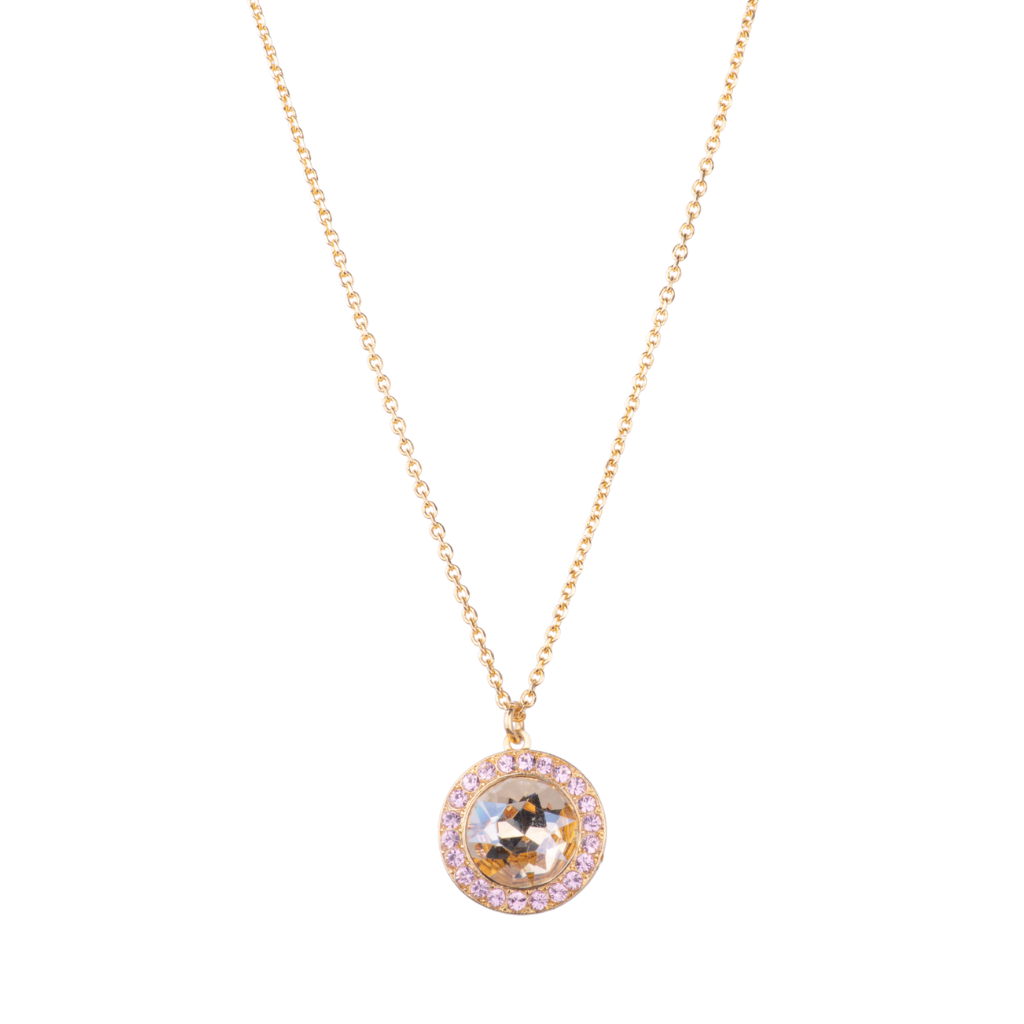Extra Luxurious Halo Pendant in "Amaretto" - Yellow Gold