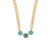 Three Stone Halo Pendant in "Crystal Blue" - Yellow Gold