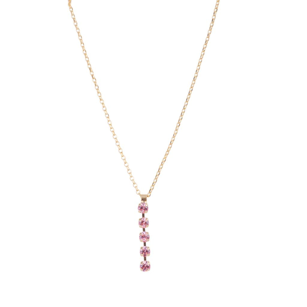 Petite Five Stone Drop Pendant in "Light Rose" - Yellow Gold