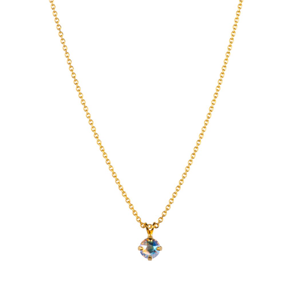 Petite Classic Stone Pendant in "Silk Aurora Borealis" - Yellow Gold