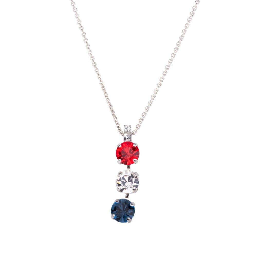 Medium Three Stone Pendant in "Americana" - Rhodium