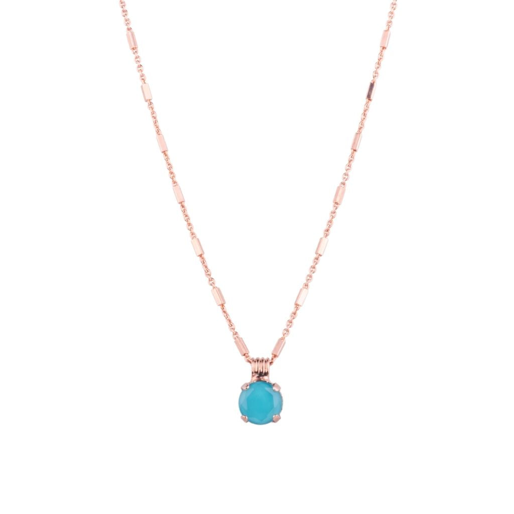 Large Round Single Stone Pendant in "Turquoise-Ralton" - Rose Gold