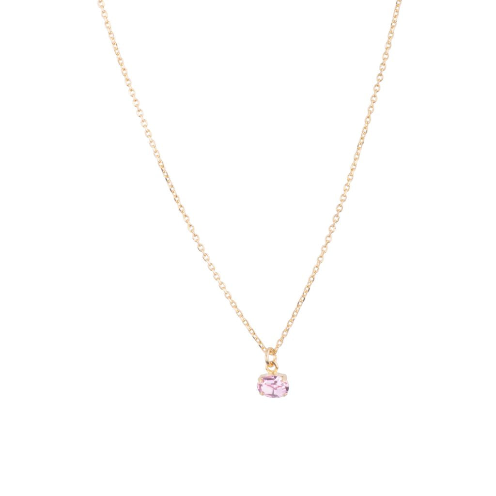 Oval Stone Pendant in "Light Rose" - Yellow Gold