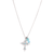 Lace Cross Pendant with Briolette in "Turquoise" - Rhodium