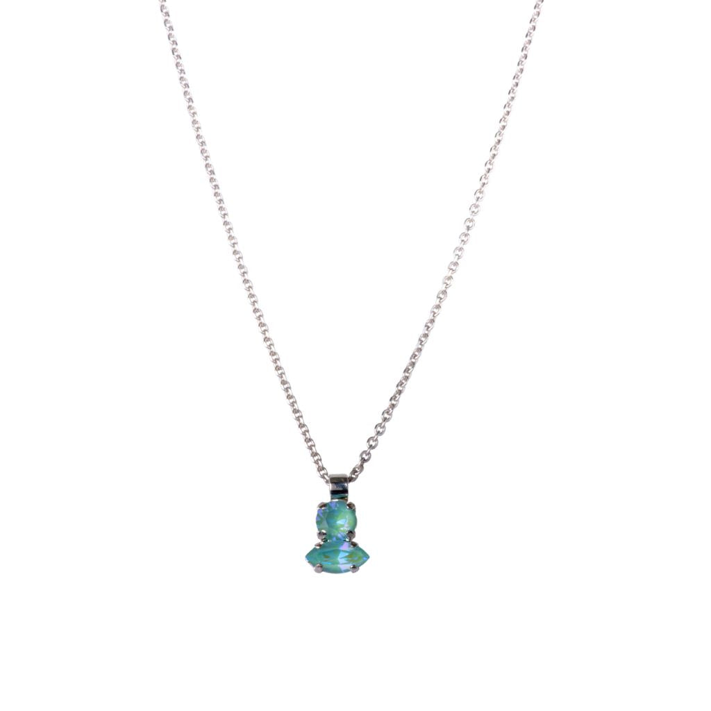 Double Stone Pendant in "Sun-Kissed Jade" - Rhodium