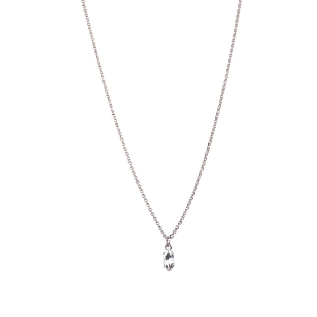 Single Stone Marquise Pendant in Sun-Kissed "Clear" - Rhodium