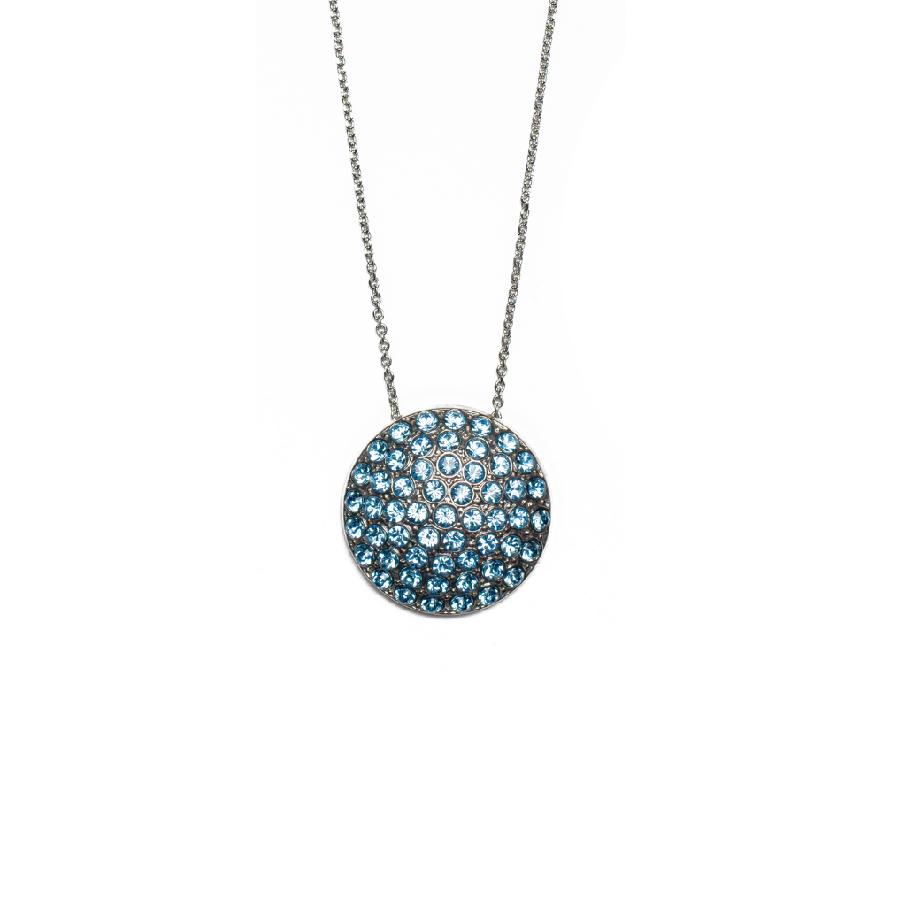 Extra Luxurious Pavé Pendant in "Aquamarine" - Rhodium