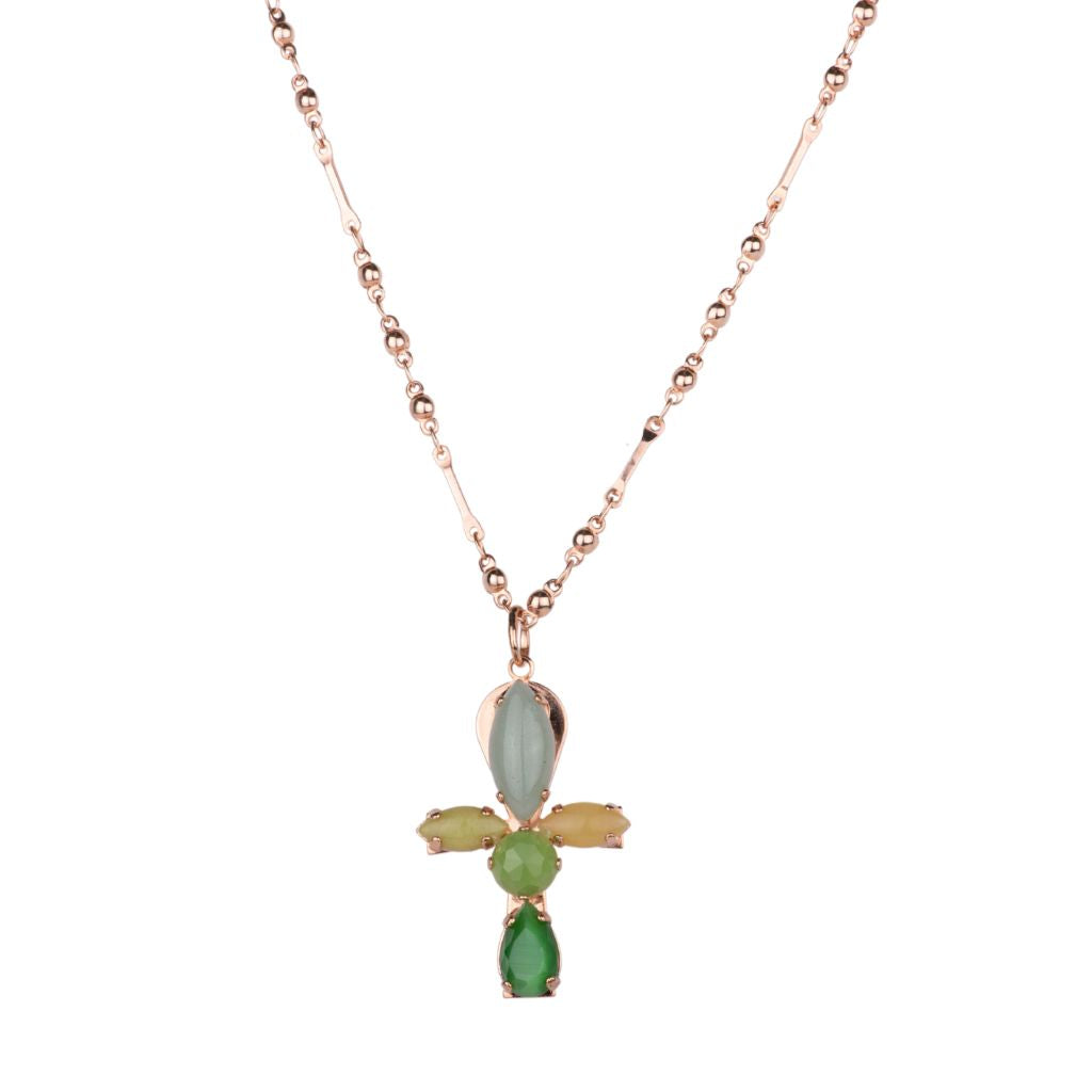 Medium Cross Ank in "Savannah" - Rose Gold