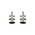 Three Long Oval Leverback Earrings "Jet Diamond" - Rhodium