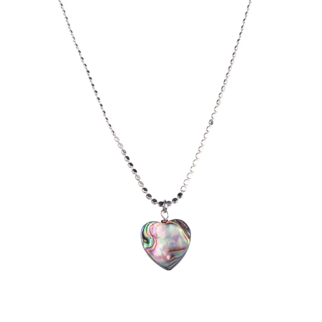 Mother of Pearl Heart Pendant - Rhodium