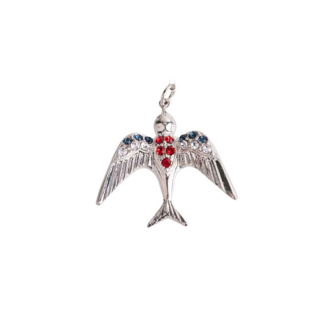 Large Bird Charm in "Americana" - Rhodium