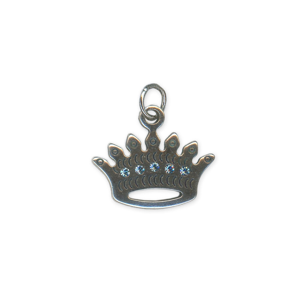 Crown Charm in "Aquamarine" -  Antique Silver